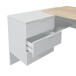 Eckschreibtisch >OFFICE< 3 Schübe, Canadian Eiche Dekor / Artik Weiß - 145x73x102 (BxHxT)