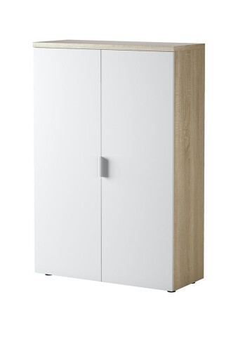 Aktenschrank >OFFICE< 2 Türen, 2 Böden, Canadian Eiche Dekor/ Artik Weiß - 80x119x33 (BxHxT)