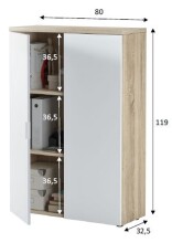 Aktenschrank >OFFICE< 2 Türen, 2 Böden, Canadian Eiche Dekor/ Artik Weiß - 80x119x33 (BxHxT)