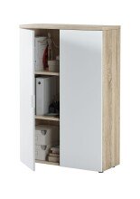 Aktenschrank >OFFICE< 2 Türen, 2 Böden, Canadian Eiche Dekor/ Artik Weiß - 80x119x33 (BxHxT)