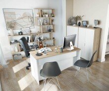 Aktenschrank >OFFICE< 2 Türen, 2 Böden, Canadian Eiche Dekor/ Artik Weiß - 80x119x33 (BxHxT)