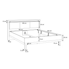 Bett >DALATE< Liegefl. 160x200cm, Catania Eiche / Schwarz - 181,6x98,5x211cm (BxHxT)