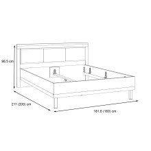 Bett >DALATE< Liegefl. 160x200cm, Catania Eiche / Schwarz - 181,6x98,5x211cm (BxHxT)