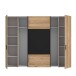 Dreh-/Schwebetürenschrank >DALATE< 4 Türen, in Catania Eiche / Schwarz - 270,3x210x61,2cm (BxHxT)