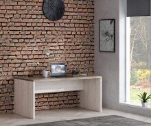Schreibtisch >DURO< in Pinie Weiss / Eiche Antik - 160x72,2x80cm (BxHxT)
