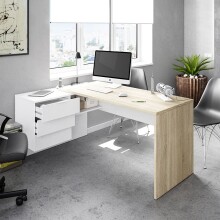 Büromöbel-Set >OFFICE< (Büromöbel-Set) in Canadian Eiche/Artik Weiß