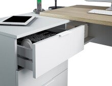 Büromöbel-Set >OFFICE< (Büromöbel-Set) in Canadian Eiche/Artik Weiß