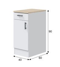 Küchenblock >KIRA< (Küchenmodule für Küchenblock KIRA-Set #3 (Elektrogeräte oder Spülbecken nicht inbegriffen)) in Weiß glänzend/Mattweiß