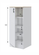 Küchenblock >KIRA< (Singleküche bestehend aus 6 KIRA-Modulen) in Weiß glänzend (Front)/Canadian Eiche(Arbeitsplatte)/Mattweiß (Seiten, Innenseite und Sockelleiste)