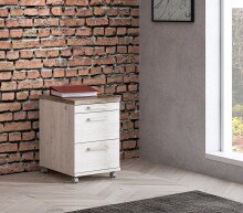 Rollcontainer >DURO< 3 Schübe, Pinie Weiss /...