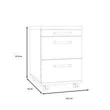 Rollcontainer >DURO< 3 Schübe, Pinie Weiss / Eiche Antik - 42,3x61,4x53cm (BxHxT)