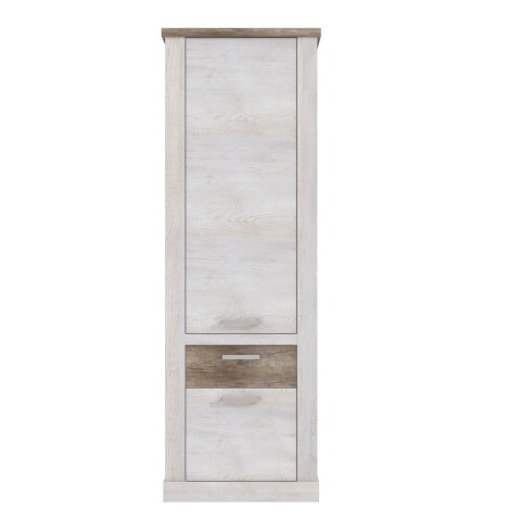 Hochschrank >Duro< in Pinie Weiss  / Eiche Antik  - 71,2x212x41,3cm (BxHxT)