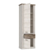 Hochschrank >Duro< in Pinie Weiss  / Eiche Antik  - 71,2x212x41,3cm (BxHxT)