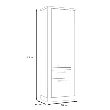 Hochschrank >Duro< in Pinie Weiss  / Eiche Antik  - 71,2x212x41,3cm (BxHxT)