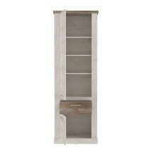Hochschrank >Duro< in Pinie Weiss  / Eiche Antik  - 71,2x212x41,3cm (BxHxT)