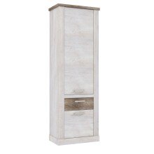 Hochschrank >Duro< in Pinie Weiss  / Eiche Antik  - 71,2x212x41,3cm (BxHxT)