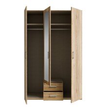 Kleiderschrank >ECONOBOX 2< 3 Türen,2 Schübe, Mauvelle Eiche Dekor - 133,2x210,5x54,2cm (BxHxT)