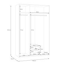 Kleiderschrank >ECONOBOX 2< 3 Türen,2 Schübe, Mauvelle Eiche Dekor - 133,2x210,5x54,2cm (BxHxT)
