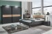 Bett >Rotterdam< Liegefl. 160x200cm, Graphit, Lamelle Eiche Dekor - 169x95x210cm B/H/T
