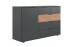 Kombikommode >Rotterdam< 1 Tür, 5 Schübe, Graphit, Eiche-Lamellen-Dekor - 130x83x41cm (B/H/T)