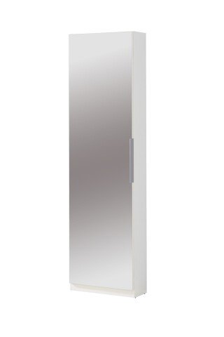 Schuhschrank >CALMA< Spiegeltür, Weiss - 50x179,7x20cm (BxHxT)