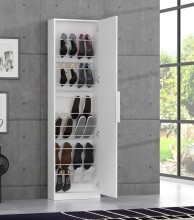 Schuhschrank >CALMA< Spiegeltür, Weiss - 50x179,7x20cm (BxHxT)