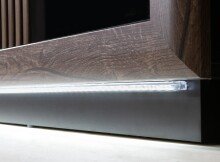 Lowboard >SAVONA< 2 Türen, Schlameiche / Schwarz Glanz - 162,7x56,2x42,3cm (B/H/T)