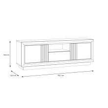 Lowboard >SAVONA< 2 Türen, Schlameiche / Schwarz Glanz - 162,7x56,2x42,3cm (B/H/T)