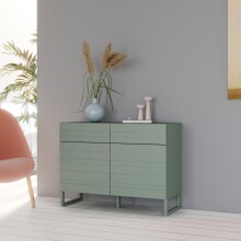 Kommode >BRETANIA< 2 Türen, 2 Schübe, Salbei - 109,9x82,2x41,3cm (B/H/T)