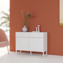 Kommode >BRETANIA< 2 Türen, 2 Schübe, weiss - 109,9x82,2x41,3cm (B/H/T)