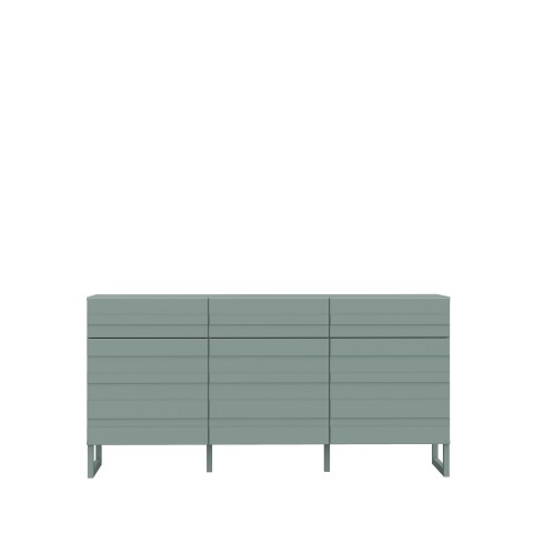 Sideboard >BRETANIA< 3 Schübe, 3 Türen, in Salbei - 164,6x82,2x41,3cm (BxHxT)
