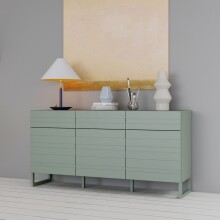 Sideboard >BRETANIA< 3 Schübe, 3 Türen, in Salbei - 164,6x82,2x41,3cm (BxHxT)