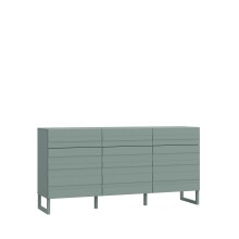 Sideboard >BRETANIA< 3 Schübe, 3 Türen, in Salbei - 164,6x82,2x41,3cm (BxHxT)