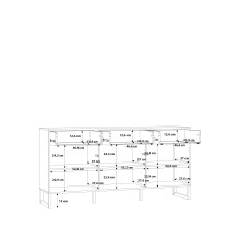 Sideboard >BRETANIA< 3 Schübe, 3 Türen, in Salbei - 164,6x82,2x41,3cm (BxHxT)