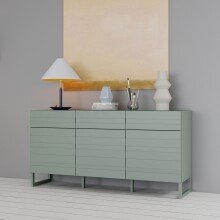 Sideboard >BRETANIA< 3 Schübe, 3 Türen, in Salbei - 164,6x82,2x41,3cm (BxHxT)
