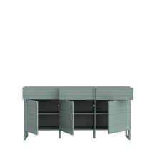 Sideboard >BRETANIA< 3 Schübe, 3 Türen, in Salbei - 164,6x82,2x41,3cm (BxHxT)