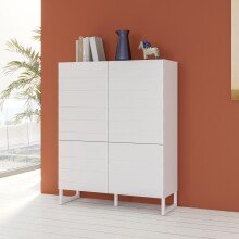 Hochkommode >BRETANIA< 4 Türen, in Weiss - 109,9x140,3x41,3cm (BxHxT)
