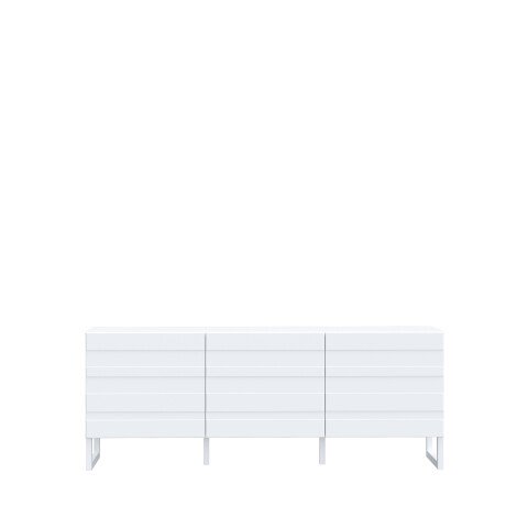 Lowboard >BRETANIA< 3 Türen, in Weiss - 164,6x64x41,3cm (BxHxT)