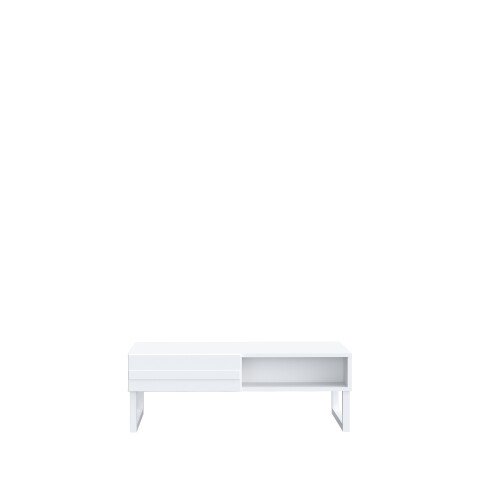 Couchtisch >BRETANIA< 2 Fächer, 2 Schubladen, in Weiss  - 109,8x39x62,6cm (BxHxT)