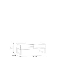 Couchtisch >BRETANIA< 2 Fächer, 2 Schubladen, in Weiss  - 109,8x39x62,6cm (BxHxT)