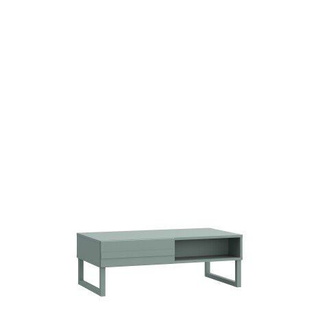 Couchtisch >BRETANIA< 2 Faächer, 2 Schubladen, in Salbei - 109,8x39x62,6cm (BxHxT)