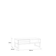 Couchtisch >BRETANIA< 2 Faächer, 2 Schubladen, in Salbei - 109,8x39x62,6cm (BxHxT)