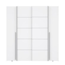 Dreh-/Schwebetürenschrank >NARAGO< 10 Böden, 2 Stangen, in Weiss - 270,3x210,5x61,2cm (BxHxT)