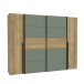 Dreh-/Schwebetürenschrank >NARAGO< 10 Böden, 2 Stangen, Salbei / Eiche Dekor - 270,3x210,5x61,2cm (BxHxT)