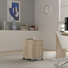 Rollcontainer >Tempra 2< Schublade, Tür, Sonoma Eiche - 38,6x54,1x42cm (BxHxT)
