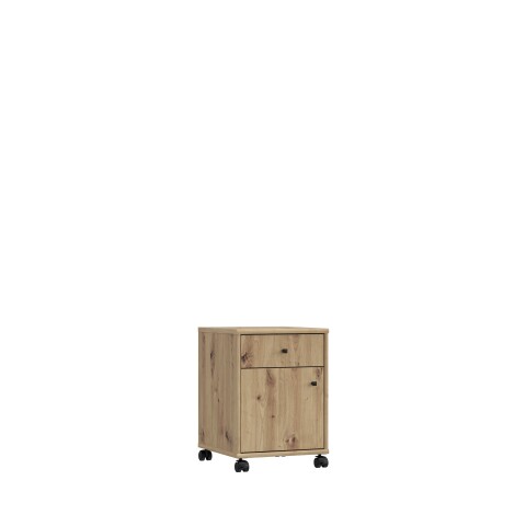 Rollcontainer >Tempra 2< Schublade, Tür, Artisan Eiche Dekor - 38,6x54,2x42cm (BxHxT)