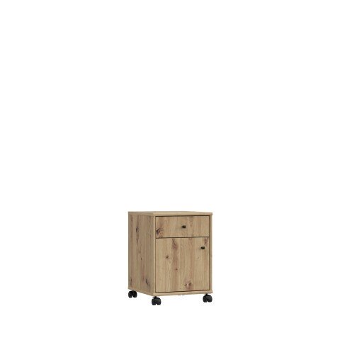 Rollcontainer >Tempra 2< Schublade, Tür, Artisan Eiche Dekor - 38,6x54,2x42cm (BxHxT)