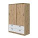 Kleiderschrank >ENZO< 4 Schubladen, 1 Stange, Eiche Dekor / Artik Weiß - 140x200x60 (BxHxT)