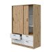 Kleiderschrank >ENZO< 4 Schubladen, 1 Stange, Eiche Dekor / Artik Weiß - 140x200x60 (BxHxT)
