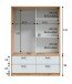 Kleiderschrank >ENZO< 4 Schubladen, 1 Stange, Eiche Dekor / Artik Weiß - 140x200x60 (BxHxT)